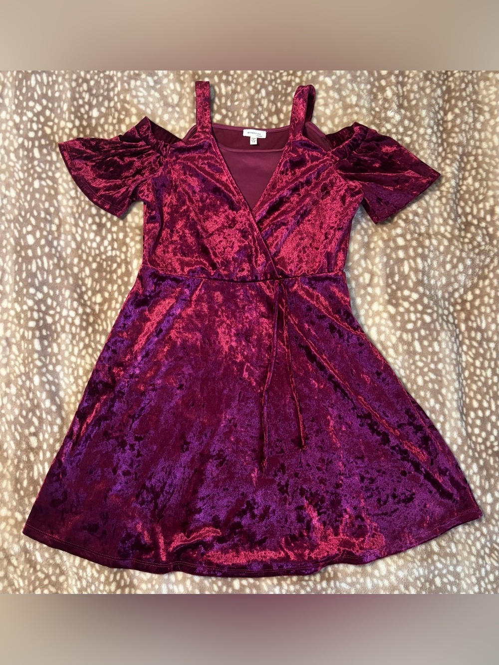 Girls Burgundy Velvet Dress